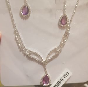 Women's Droplet Earrings Necklace Set